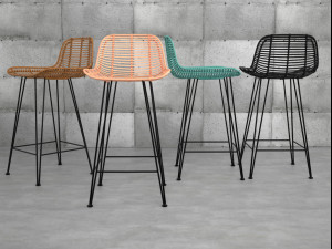 rattan barstool by hk living 3D मॉडल