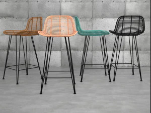 rattan barstool by hk living 3D Model