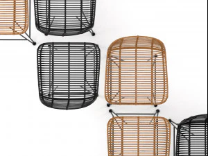 rattan barstool by hk living 3D Model