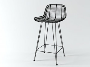rattan barstool by hk living 3D मॉडल