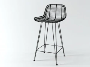 rattan barstool by hk living 3D Model