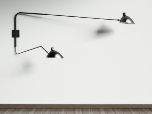 two arms wall lamp by serge mouille 3D Model