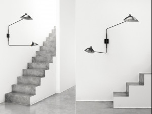 two arms wall lamp by serge mouille 3D Model
