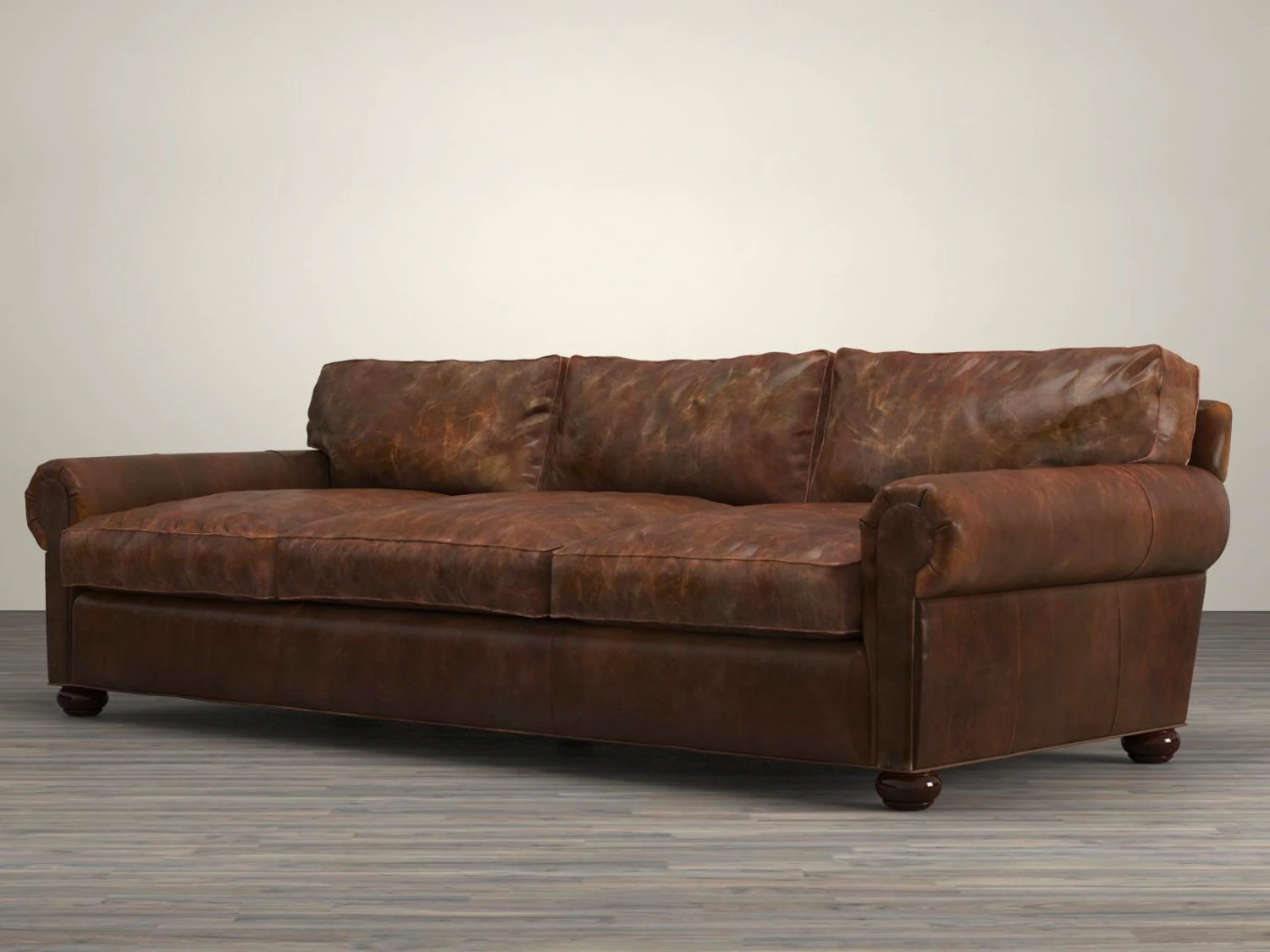 96 lancaster leather sofa by restoration hardware 3D Model .c4d .max .obj .3ds .fbx .stl .blend 