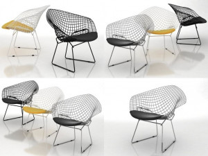 bertoia small diamond chair by knoll 3D Model