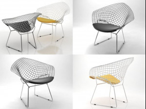 bertoia small diamond chair by knoll 3D Model