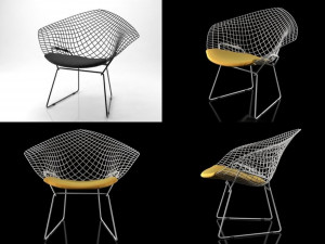bertoia small diamond chair by knoll 3D Model