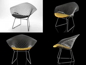 bertoia small diamond chair by knoll 3D Model