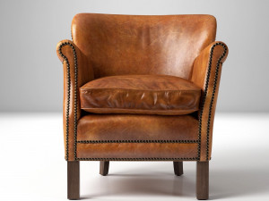 professors leather chair with nailheads 3D मॉडल