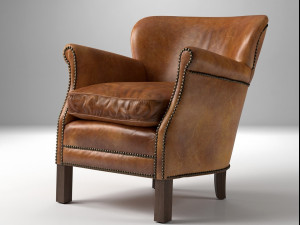 professors leather chair with nailheads 3D 모델