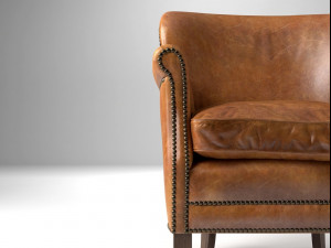 professors leather chair with nailheads 3D 모델