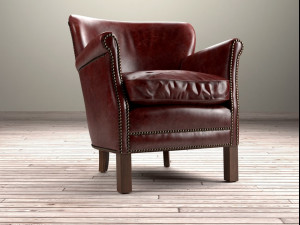 professors leather chair with nailheads 3D 모델