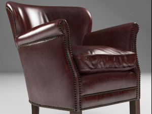 professors leather chair with nailheads 3D 모델
