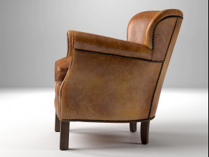 professors leather chair with nailheads 3D 모델