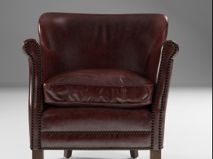 professors leather chair with nailheads 3D 모델