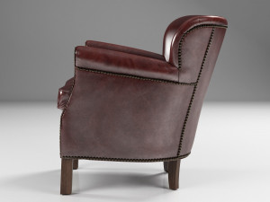 professors leather chair with nailheads 3D 모델