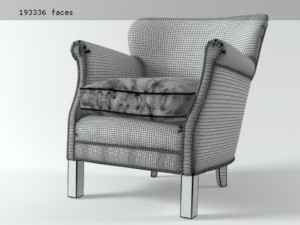 professors leather chair with nailheads 3D 모델