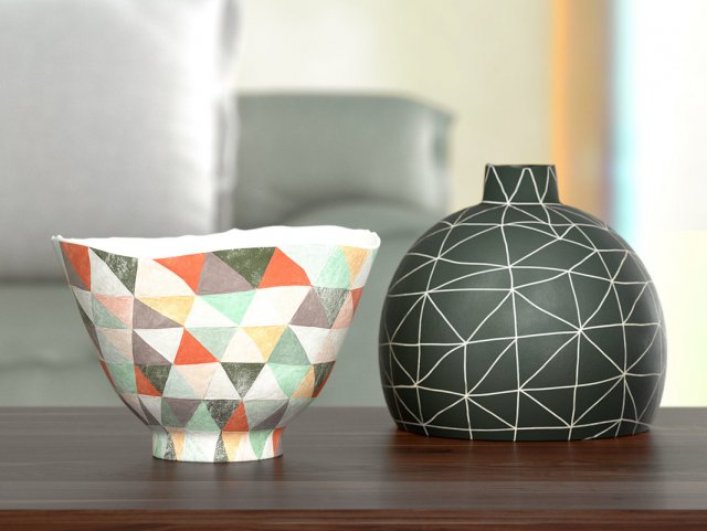 tania rollond vase and bowl 3D Model .c4d .max .obj .3ds .fbx .stl .blend 