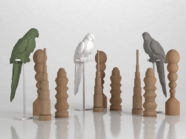parrot set Model 3D .c4d .max .obj .3ds .fbx .stl .blend 