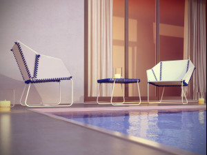 textile armchair coffee table by gandia blasco 3D-Modell