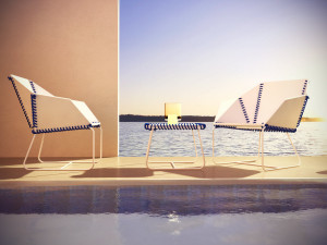 textile armchair coffee table by gandia blasco 3D-Modell