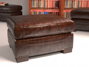 library leather ottoman by restoration hardware Modelo 3D