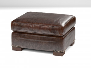 library leather ottoman by restoration hardware 3D Model