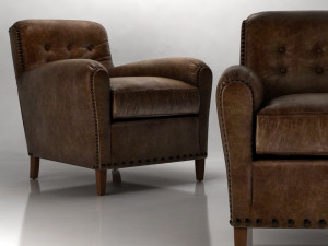 hyde leather club chair by restoration hardware 3D Model