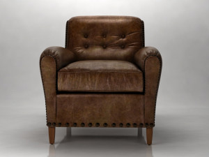 hyde leather club chair by restoration hardware 3D 模型