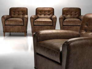 hyde leather club chair by restoration hardware 3D 模型