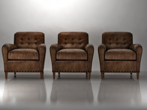 hyde leather club chair by restoration hardware 3D 模型