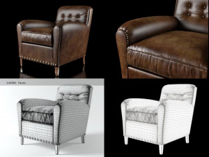hyde leather club chair by restoration hardware 3D 模型