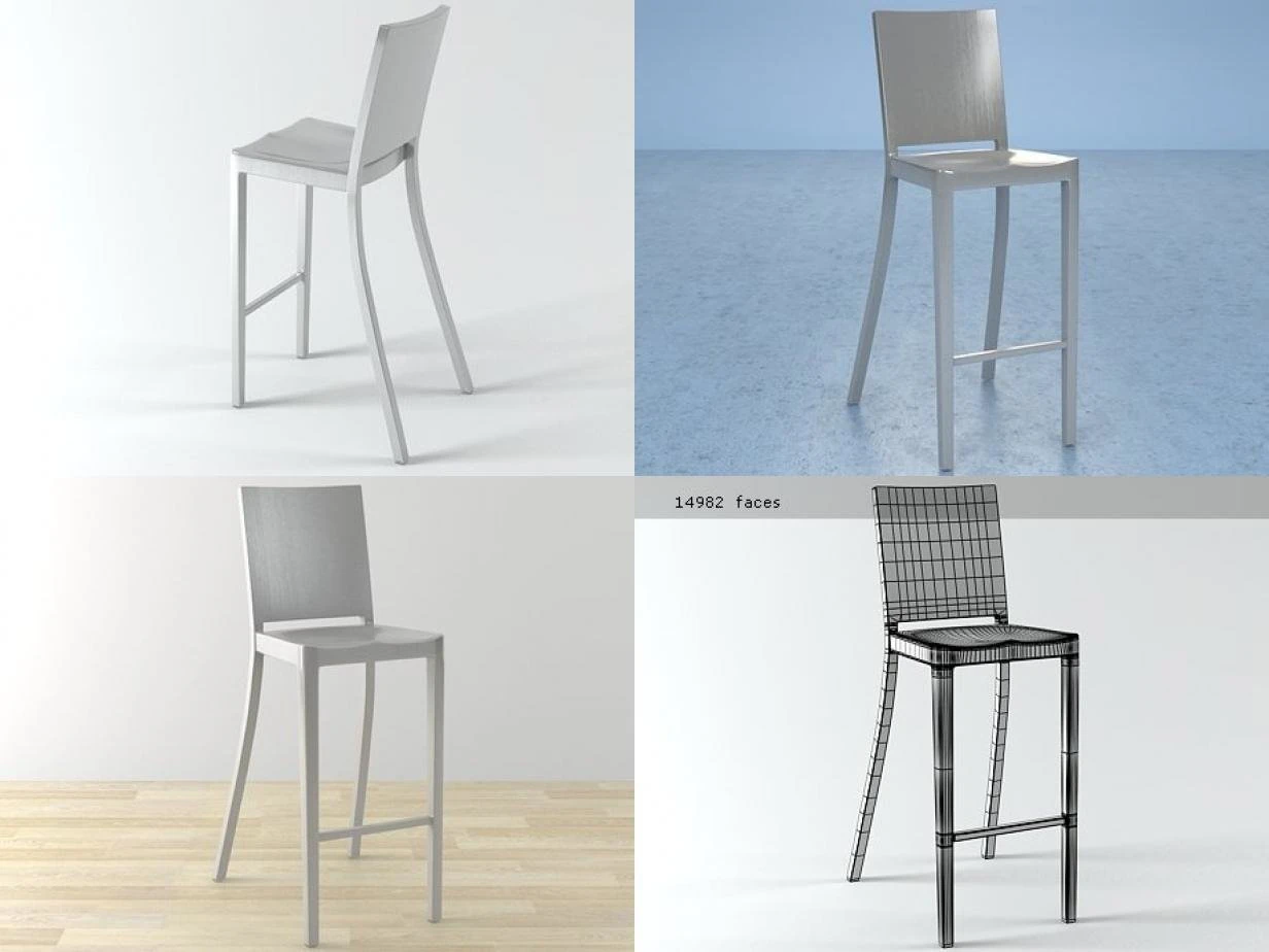 hudson barstool by emeco 3D Model .c4d .max .obj .3ds .fbx .stl .blend