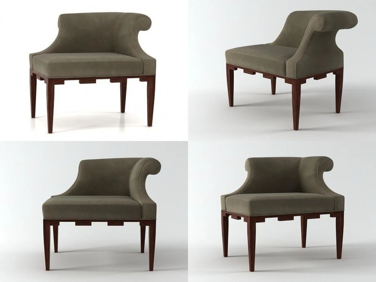 castle corner chair by baker 3D Model .c4d .max .obj .3ds .fbx .stl .blend