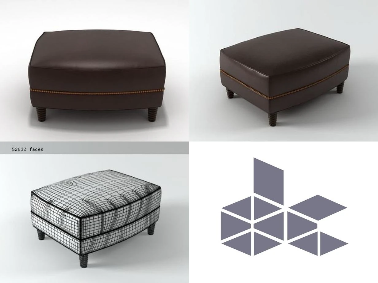 tuileries ottoman by baker 3D Model .c4d .max .obj .3ds .fbx .stl .blend