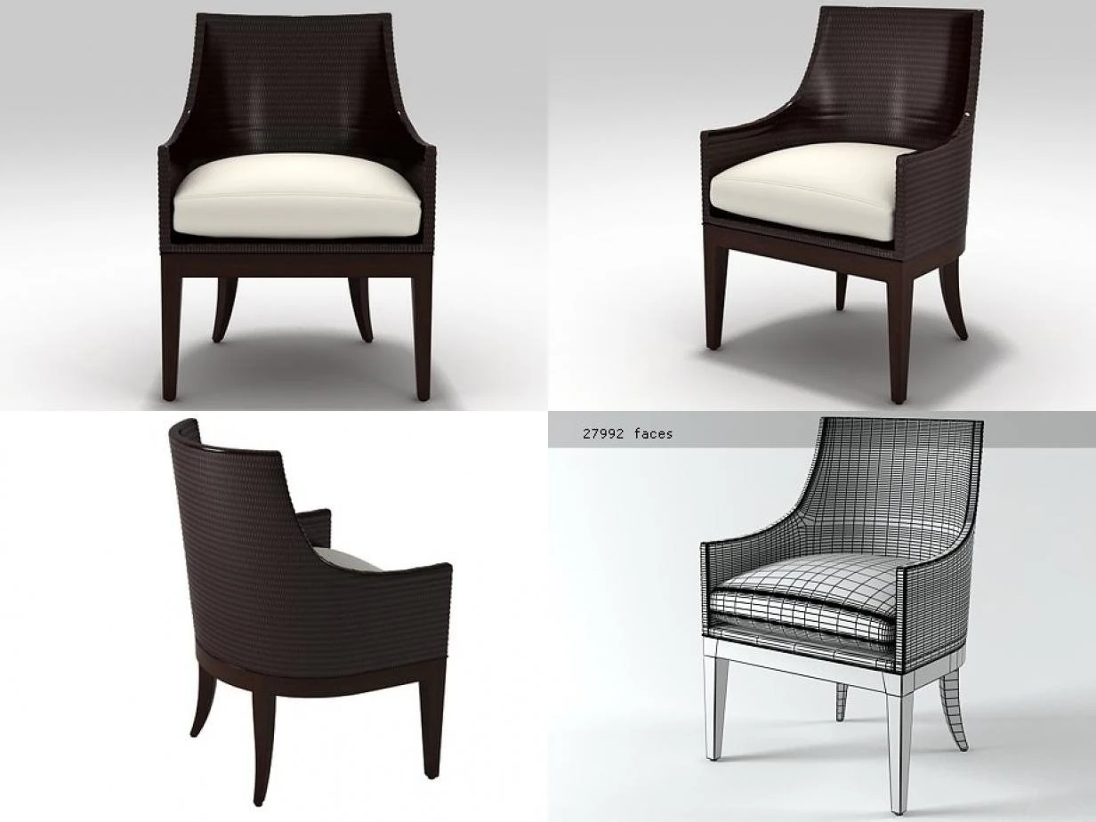 umbria dining chair ws-110 by mcguire furniture company 3D Model .c4d .max .obj .3ds .fbx .stl .blend
