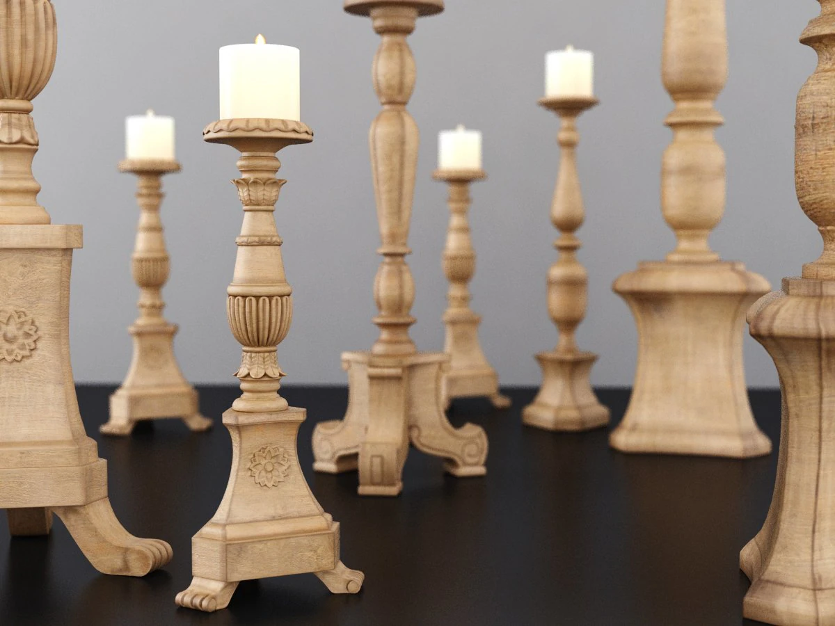 florentine candlesticks by restoration hardware 3D Model .c4d .max .obj .3ds .fbx .stl .blend 