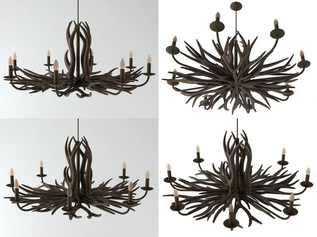 deer horn chandelier 3D Model .c4d .max .obj .3ds .fbx .stl .blend