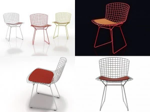 kursi samping bertoia dekat bukit kecil Model 3D