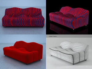 abcd 2 tempat duduk oleh artifort Model 3D