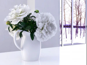 white peonies by smallaccents 3D Model