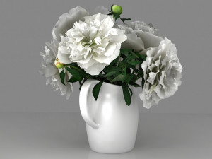 white peonies by smallaccents Modelo 3D