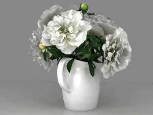 white peonies by smallaccents 3D Model