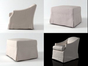 demi armchairottoman by restoration hardware babychild 3D 模型
