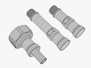 plumbing cables 01 nut fitting 3D Model