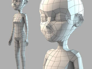 Malha base de menina de desenho animado Modelo 3D