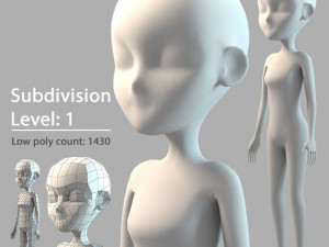 Cartoon girl base mesh Modelo 3D