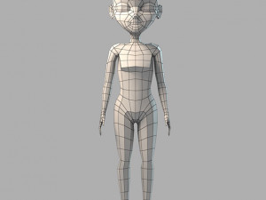 Cartoon girl base mesh Modelo 3D