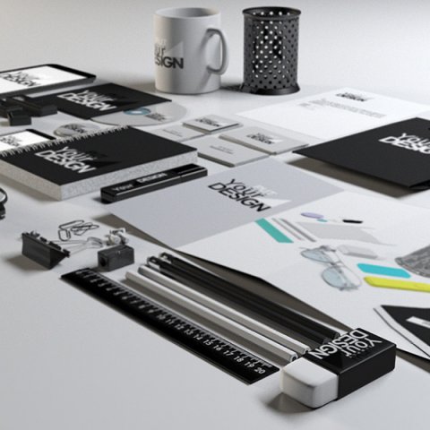 Stationery mock-up kit Modèle 3D .c4d .max .obj .3ds .fbx .stl .blend 