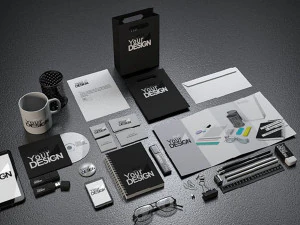 Stationery mock-up kit 3D Model